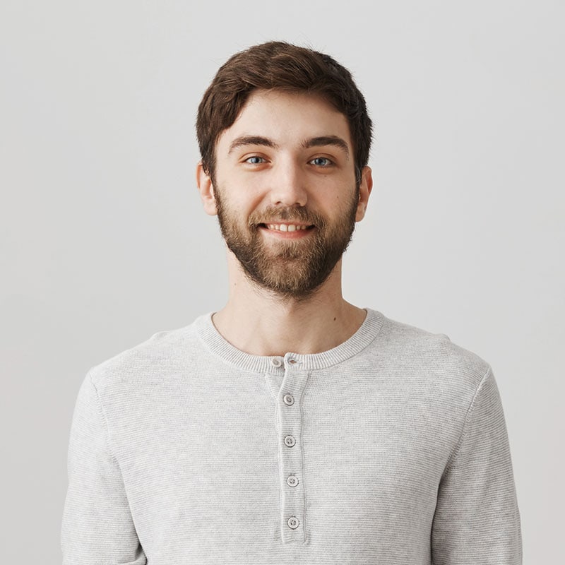 studio shot of attractive cheerful husband in casu 7UMTP4T